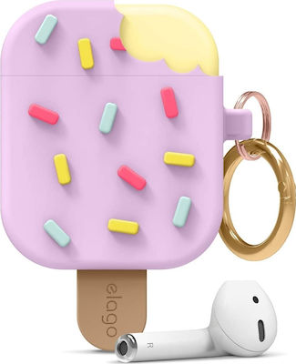 Elago Ice Cream Case Silicone with Hook in Purple color for Apple AirPods 1 / AirPods 2