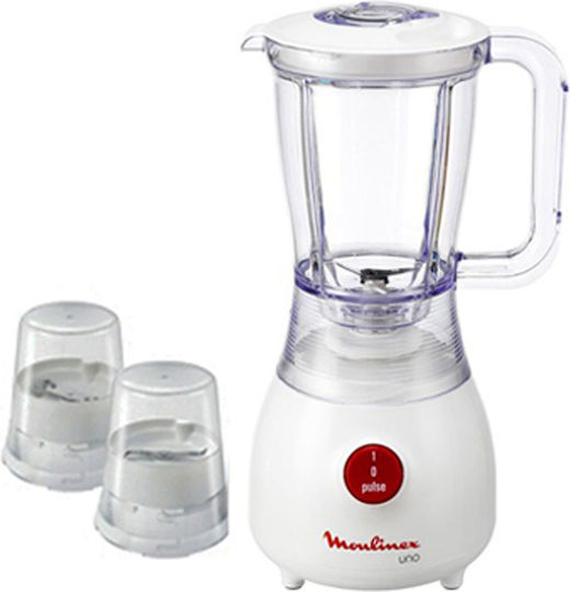 Moulinex Μπλέντερ με Πλαστική Κανάτα 1.25 lt 350W Λευκό LM2221BM