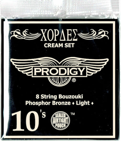 Prodigy Cream Набор Струни За Бузуки Фосфорен Бронз 10 - 28 8 Струнен Бузуки
