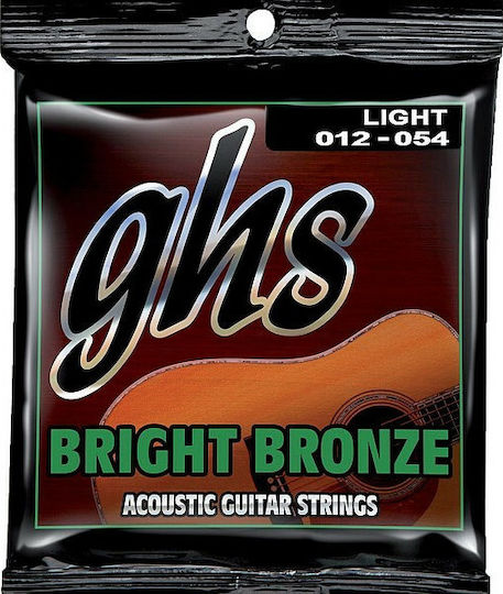 GHS Strings Ярък Бронз 6-Струнен Набор Струни за Акустична Китара 80/20 Бронз 12 - 54 Лек