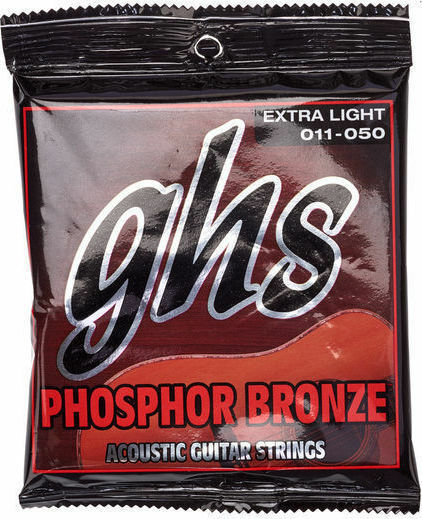 GHS Strings Set Fosfor bronz de Corzi pentru Chitară acustică 6-String Extra Ușor 11 - 50"