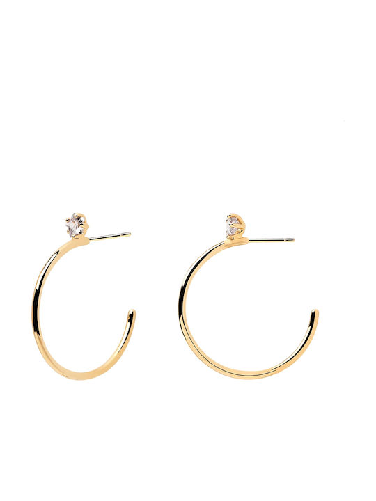 P D Paola Sophie Earrings Hoops made of Silver Gold Plated with Stones