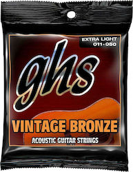 GHS Strings Vintage Набор Струни За Акустична Китара Бронз 11 - 50 Extra Light GHS Strings Vintage Набор Струни За Акустична Китара Бронз 11 - 50 Extra Light