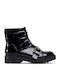 Wendy Women's Patent Leather Biker Boots Black