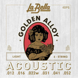 La Bella Golden Alloy Acoustic Guitar Strings Set 80/20 Brass 12-52 Light La Bella Golden Alloy Acoustic Guitar Strings Set 80/20 Brass 12-52 Light