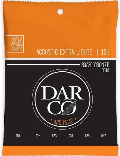 Martin Darco Acoustic Σετ Χορδών 80/20 Bronze Ακουστικής Κιθάρας 10 - 47" Extra Light