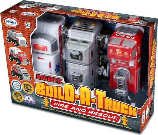 Popular PlayThings Μαγνητικό Παιχνίδι Κατασκευών Magnetic Build a Truck Fire and Rescue για Παιδιά 2+ Ετών 60402