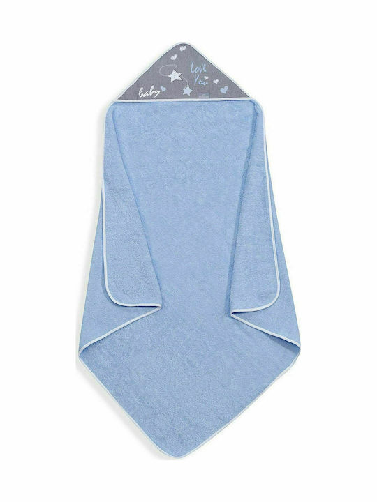 Don Algodon Hooded Baby Bath Towel Love You Blue