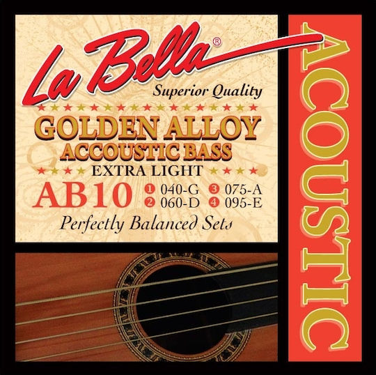 La Bella Set Corzi Pentru Bas Acustic Din Aliaj Auriu 80/20 Alamă 40 - 95 Extra Ușoare