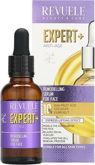 Revuele Expert+ Serum Hidratant și Anti-Îmbătrânire pentru Față cu AHA și Acid Hialuronic pentru Strălucire 25ml