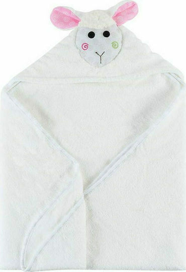 Zoocchini Baby-Badetuch mit Kapuze Lola The Lamb Weiß 77x77cm