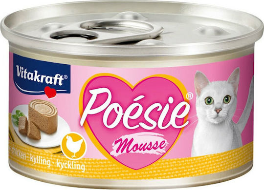 Vitakraft Poesie Mousse Nassfutter für Ältere Katzen in Dose mit Huhn 85gr