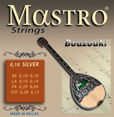 Mastro Set of Silver Plated Strings for Bouzouki Silver 8-string Bouzouki 9 - 28"