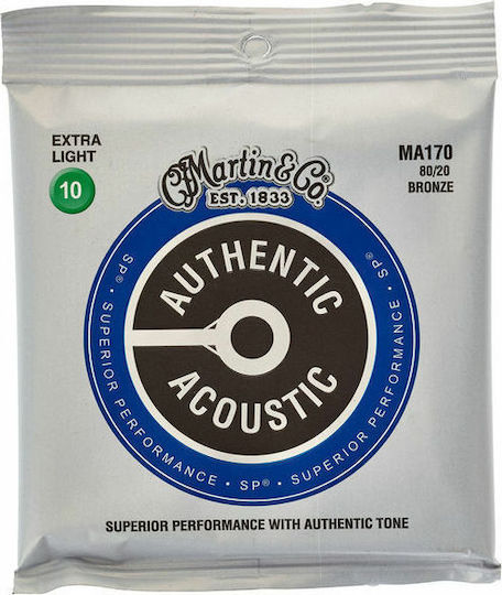 Martin Authentic Acoustic SP Set Acoustic Guitar Strings 80/20 Bronze 10 - 47 Extra Light