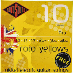 Rotosound Set of Nickel Plated Steel Strings for Electric Guitar Roto Yellows - Regular 10 - 46"