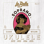 La Bella Set of Nylon Strings for Ukulele 11 Soprano Ukulele .022, .032, .036, .025"