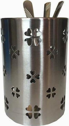 Homestyle Suport Rotund Pentru Tacâmuri Inox Suport De Scurgere Pentru Tacâmuri Inox Argintiu 10x10x14.5cm