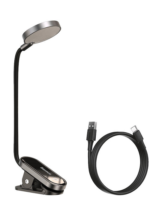 Baseus Mini Reading Clip Lamp Φωτιστικό Γραφείου με Εύκαμπτο Βραχίονα και Κλιπ σε Μαύρο Χρώμα
