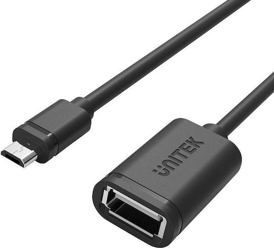 Unitek USB 2.0 Kabel USB-A-Buchse - Micro-USB-B-Stecker Schwarz 0.2m Y-C438GBK