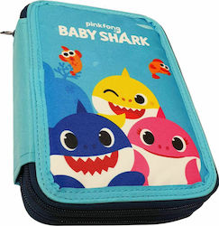 Gim Fabric Prefilled Pencil Case Baby Shark with 2 Compartments Turquoise