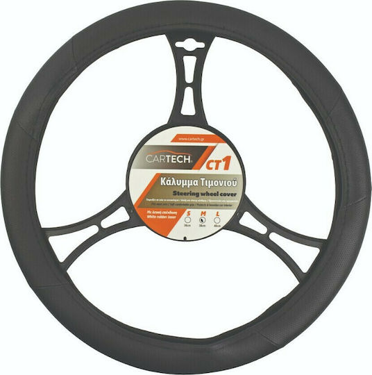 Cartech Car Steering Wheel Cover CT1 with Diameter 38cm Synthetic Black