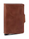 Twinwallet Vintage Leather Men's Wallet Cards with RFID and Slide Mechanism Tabac Brown