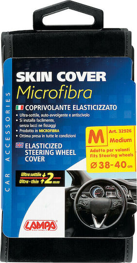 Lampa Car Steering Wheel Cover Skin-Cover Elasticized with Diameter 38-40cm Microfiber Black 32926