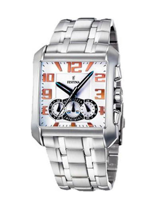 Festina Watch Chronograph Battery with Silver Metal Bracelet