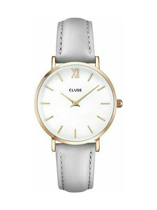 Cluse Minuit Watch with Gray Leather Strap