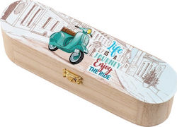 Christening Favor with Pencil Case Vespa made of Wood