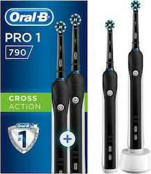 Oral-B Oral-B Pro 1 790 Black Edition Cross Action Ηλεκτρική Οδοντόβουρτσα με Χρονομετρητή και Αισθητήρα Πίεσης 2τμχ