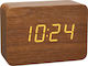 TFA Tabletop Digital Clock with Alarm & Radio Brown 60.2549.08