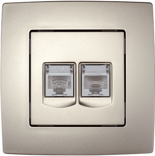 Elmark City Double Network Socket RJ45/RJ11 Silver 190732