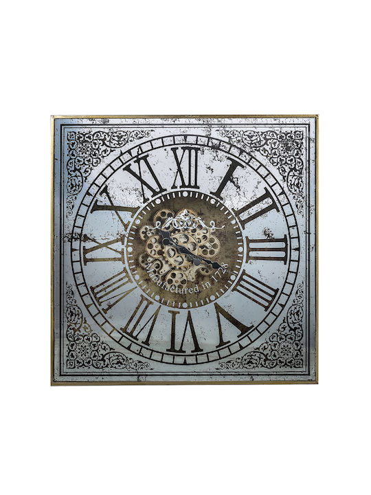 Artekko Vintage Αντικέ Ρολόι Τοίχου Μεταλλικό Χρυσό 11x11cm