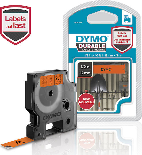 Dymo Ταινία Ετικετογράφου 3m x 12mm σε Πορτοκαλί Χρώμα Συμβατή με Dymo D1