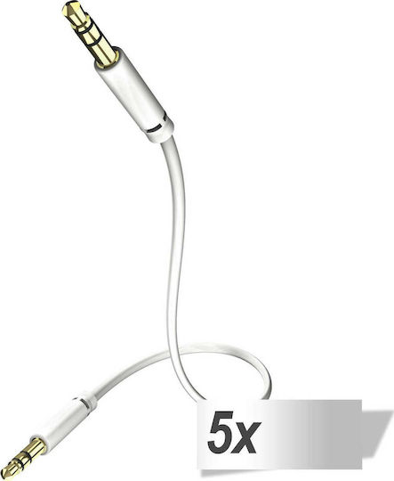 Inakustik Inakustik 3.5mm Jack Cable - 3.5mm Male to 3.5mm Male White Length 1.5m Pieces 5