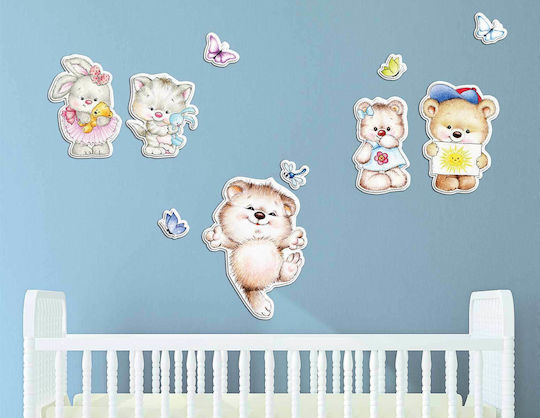 Ango Детска стикерна за стена Стена 3D Пяна Tender Animals 67x45.5бр 10бр