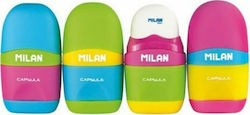 Milan Capsule Plastic Pencil Sharpener Barrel with Eraser (Μiscellaneous Colours)