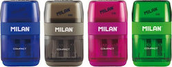 Milan Plastic Double Pencil Sharpener Barrel with Eraser (Μiscellaneous Colours)