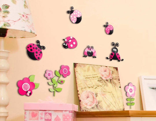 Ango Kids Foam Vinyl 3D Wall Sticker Pink Ladybugs 30x30cm 10pcs