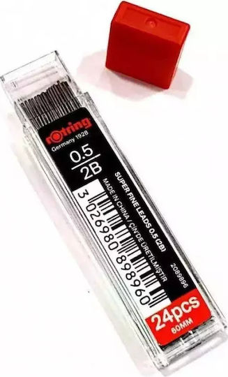 Rotring 24 Packs x 24 Super Fine 0.5mm 2B Pencil Leads