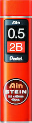 Pentel 40 Μύτες Μολυβιού Ainstein Πάχους 0.5mm Τύπου 2B