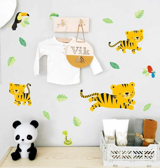 A Little Lovely Company Kids Vinyl Wall Sticker Jungle Tiger 17pcs