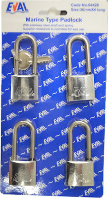 Eval Steel Padlock Brass with Key 30mm 4pcs