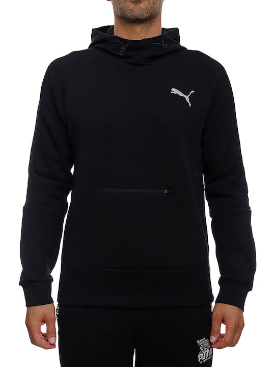 PUMA Evostripe Φούτερ με Κουκούλα Μαύρο