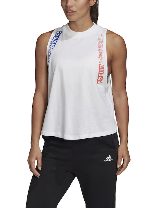 Adidas Αμάνικη Γυναικεία Αθλητική Μπλούζα Λευκή