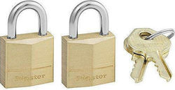 Master Lock 130EURT Steel Padlock Brass with Key 30mm 2pcs