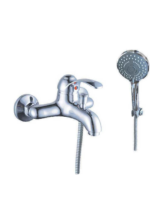 802099 Mixing Bathtub Shower Faucet Complete Set Silver
