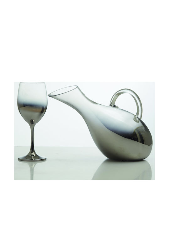 Sticlă Decantor de servire Vin cu pahare Argint 1500ml 1buc