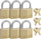 Master Lock 140EURSIX Steel Padlock Brass with Key 40mm 6pcs